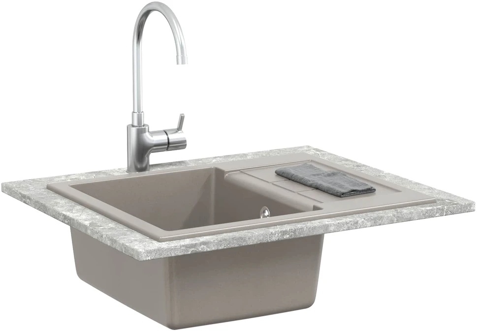 Kriauklė Pilka 620 x 500 mm 80% Kvarcas ir 20% Derva
