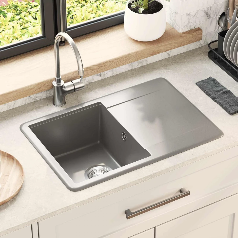 Kriauklė 80% Kvarcas ir 20% Derva 670 x 460 mm Pilka