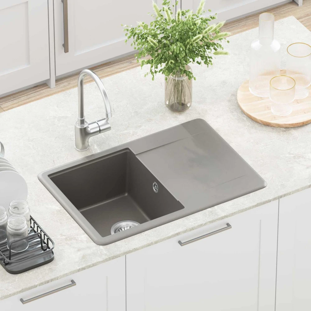 Kriauklė 80% Kvarcas ir 20% Derva 670 x 460 mm Pilka