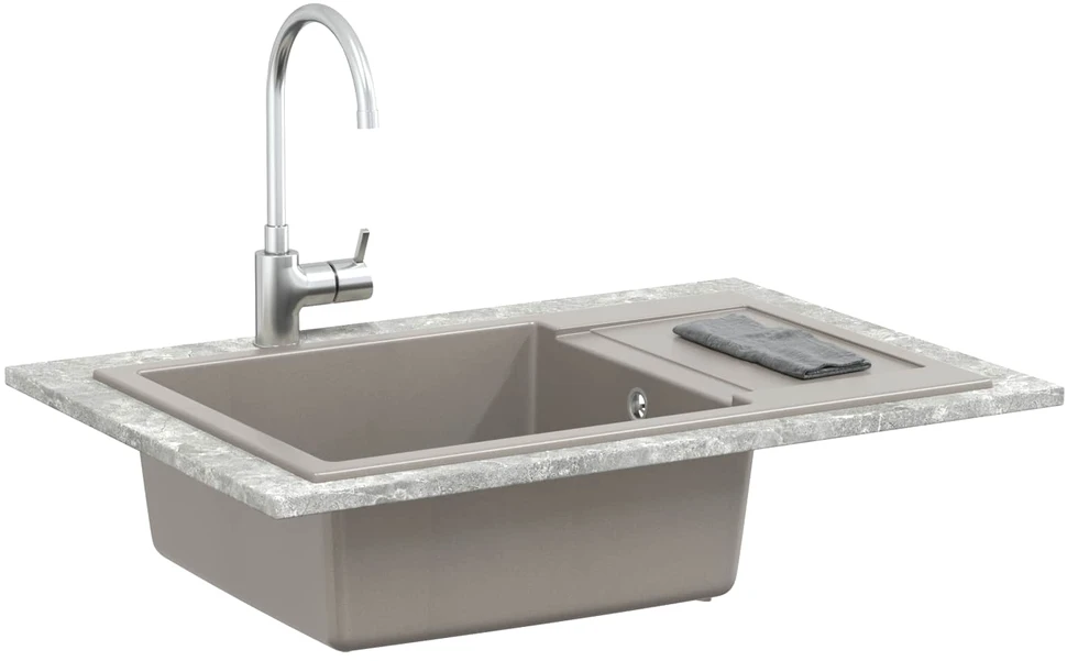 Kriauklė Pilka 780 x 500 mm 80% Kvarcas ir 20% Derva