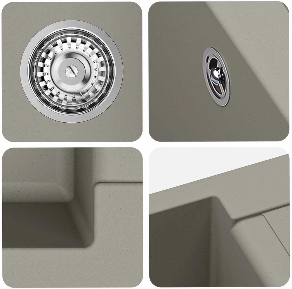 Kriauklė Pilka 780 x 500 mm 80% Kvarcas ir 20% Derva