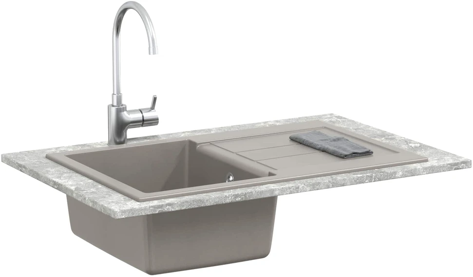 Kriauklė Pilka 780 x 500 mm 80% Kvarcas ir 20% Derva