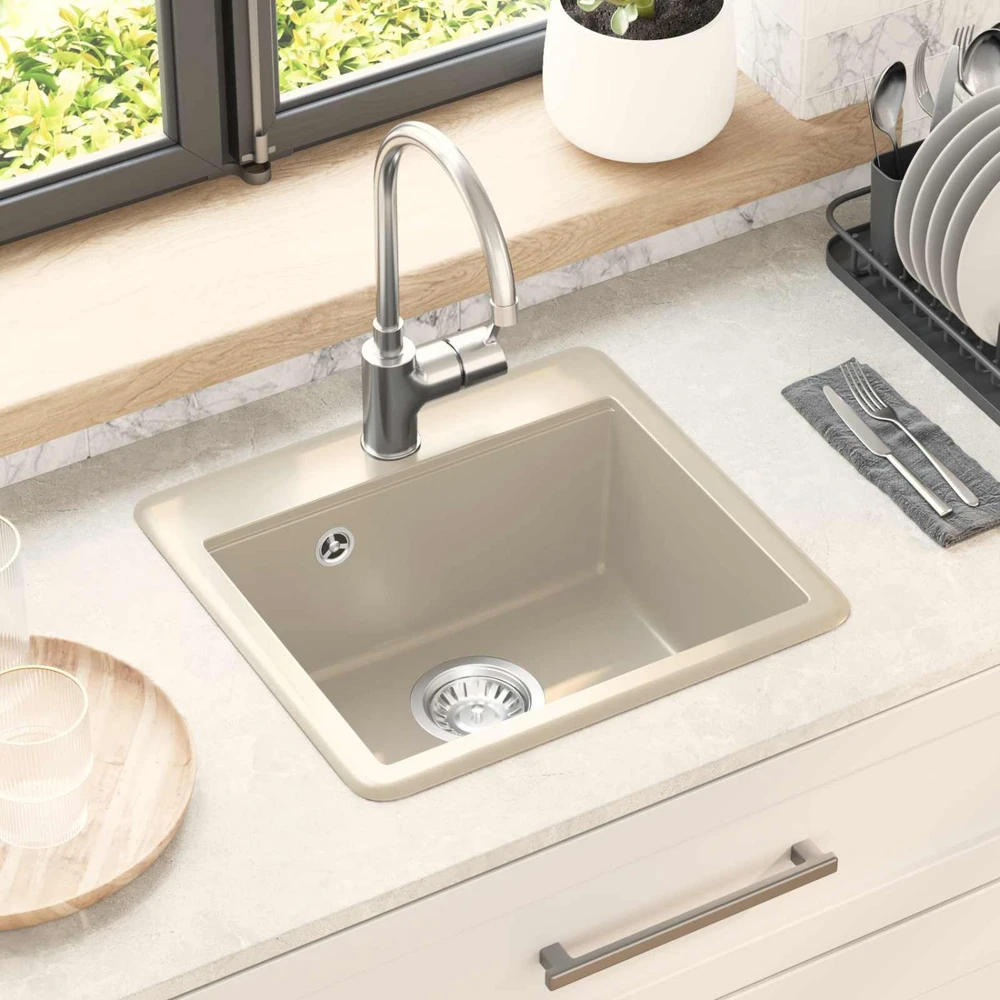 Kriauklė 80% Kvarcas ir 20% Derva 470 x 440 mm Smėlio