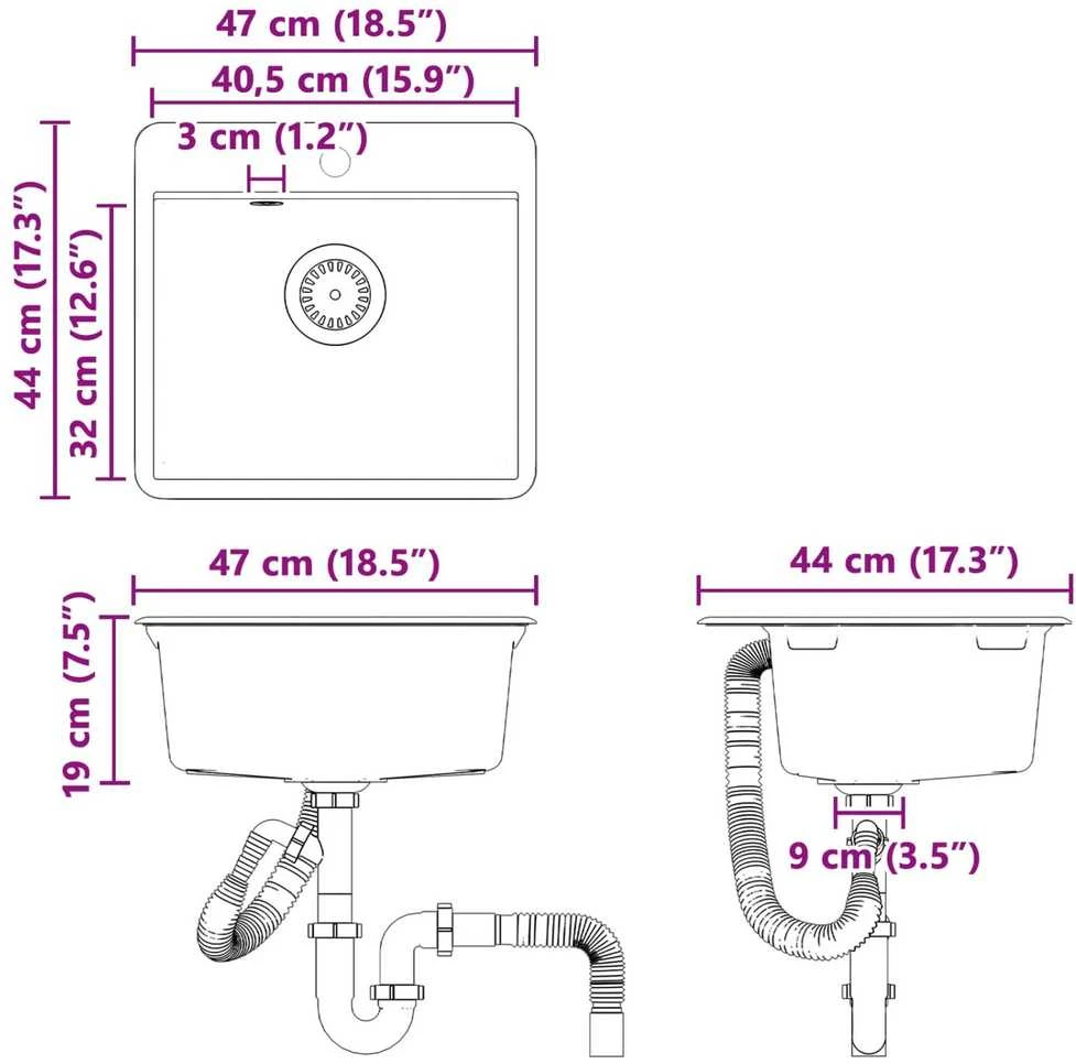Kriauklė 80% Kvarcas ir 20% Derva 470 x 440 mm Smėlio