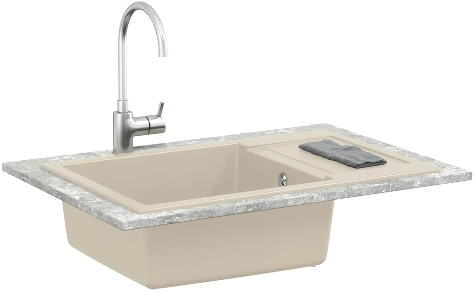 Kriauklė Smėlio 780 x 500 mm 80% Kvarcas ir 20% Derva