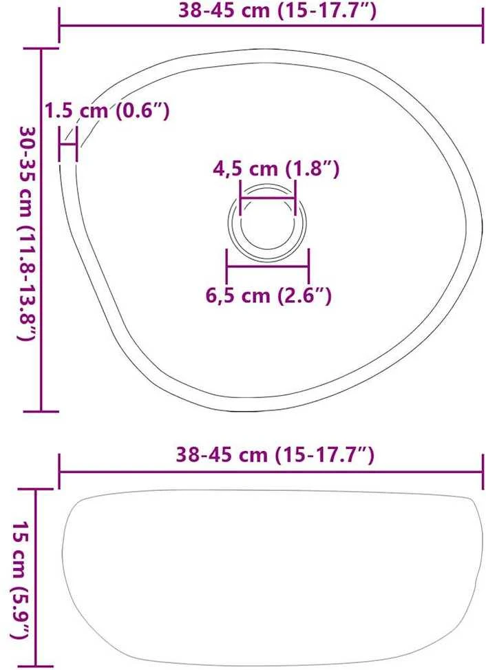 Upių akmens baseinas Šviesiai pilka 45 x 35 x 15 cm Upės Akmuo