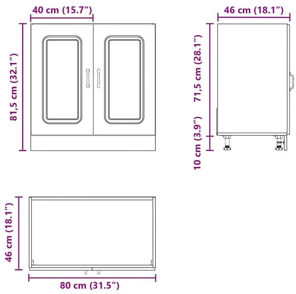 kriauklės pagrindo spintelė, Kalmar, ąžuolo, 80x46x81,5 cm