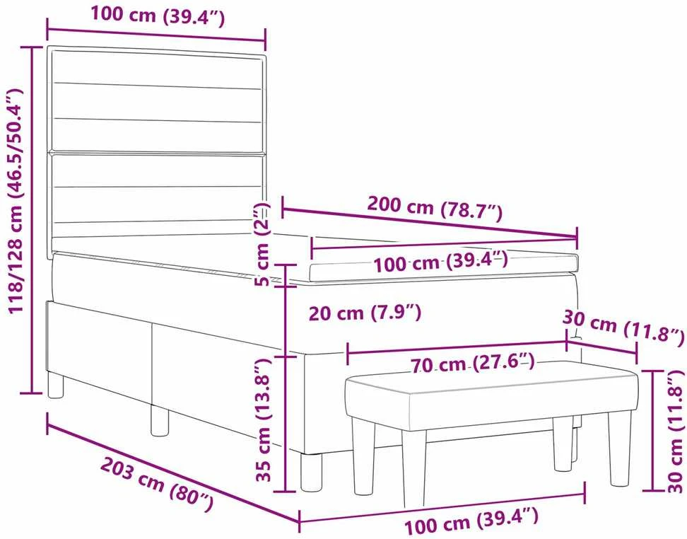 Kiemas lova su galvūgalio Tamsiai pilka 100 x 200 cm audinys