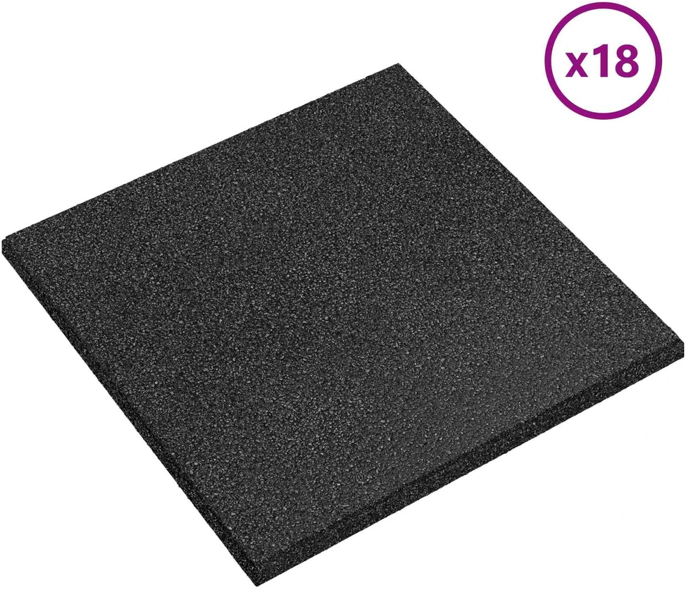 Kritimo apsaugos plytelės 18 vnt. Juoda 50 x 50 cm Guma
