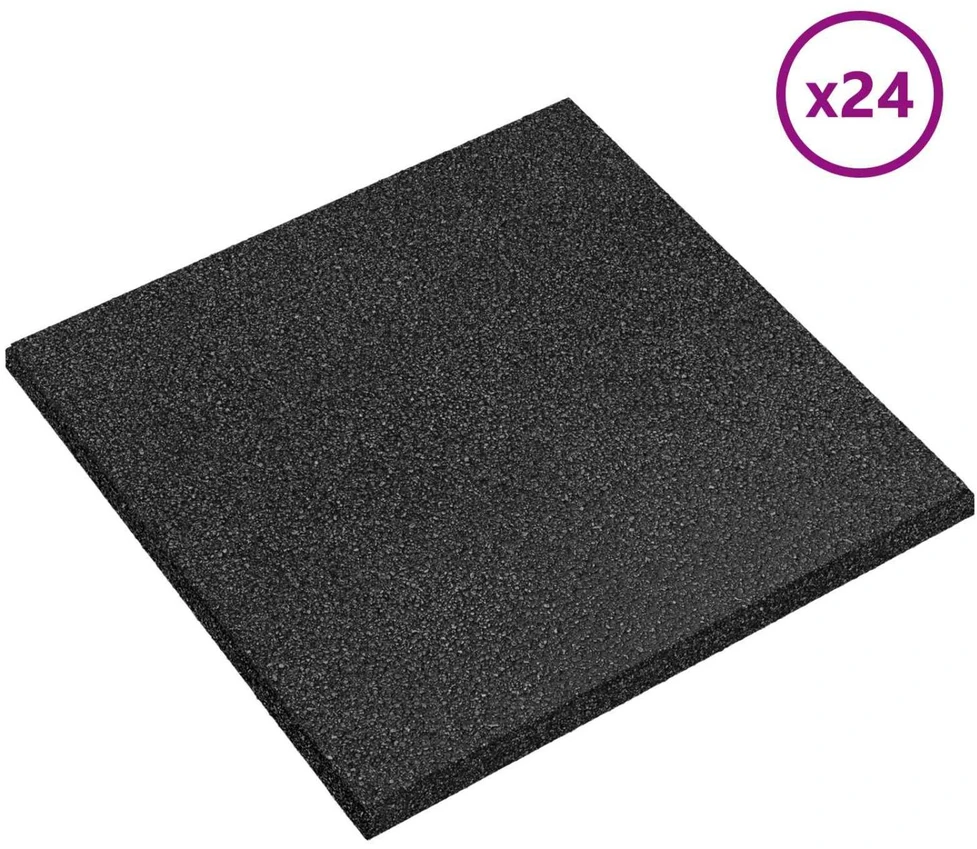 Kritimo apsaugos plytelės 24 vnt. Juoda 50 x 50 cm Guma