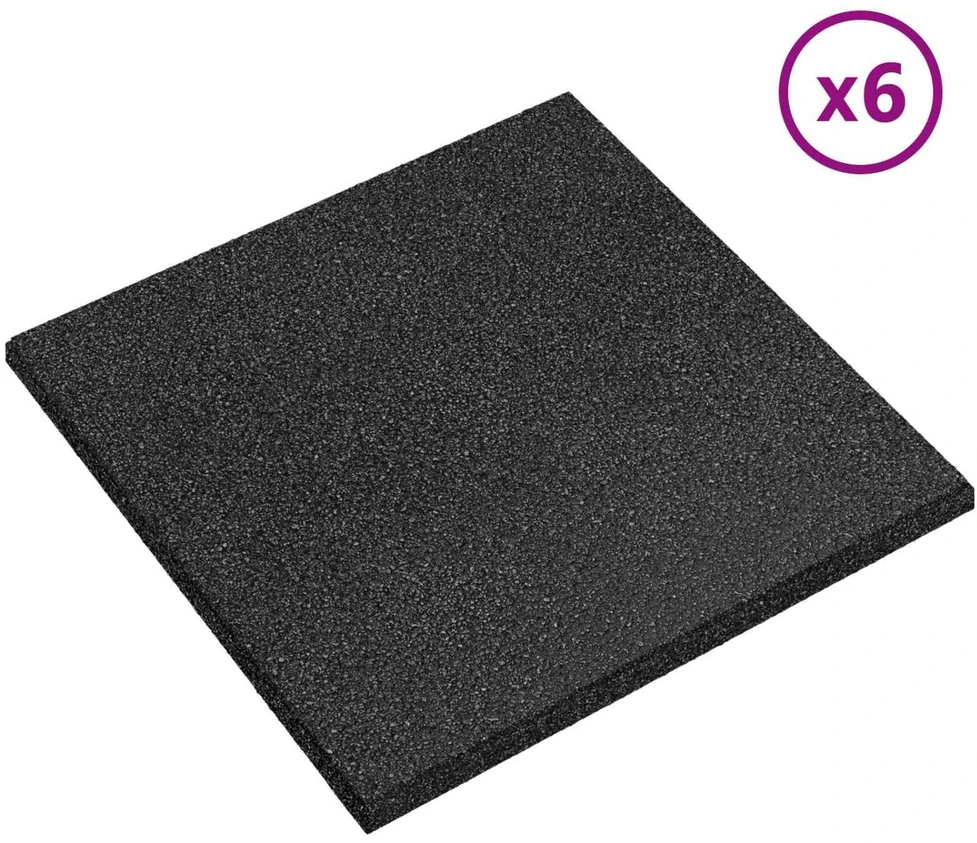 Kritimo apsaugos plytelės 6 vnt. Juoda 50 x 50 cm Guma