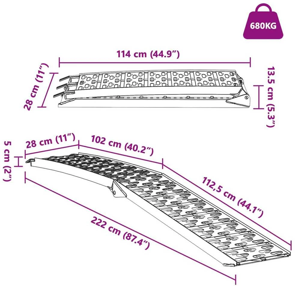 Sulankstoma motociklinės rampos 340 kg per rampa 2 vnt. Juodas