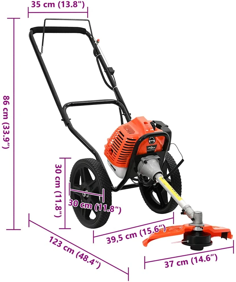 Krūmapjovė su ratukais, oranžinė, 52 cc, 1,45 kW