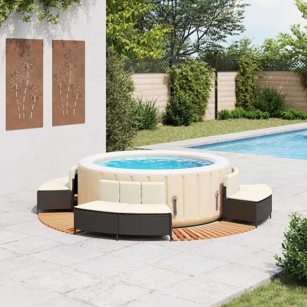 Kubilo rėmas, juodos spalvos, poliratanas ir akacijos masyvas