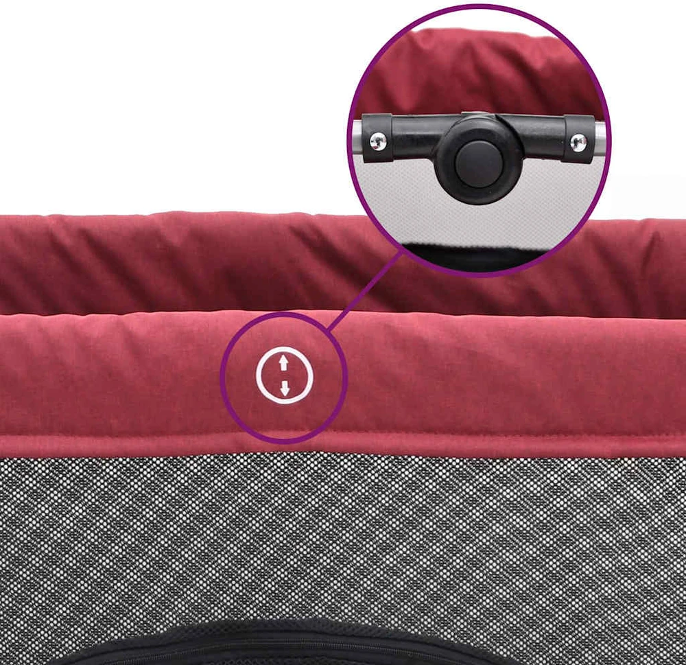 Kūdikio maniežas su čiužiniu, raudonos spalvos, lininis audinys