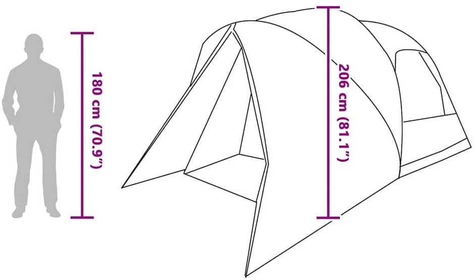 Dome palapinė 6 asmenims su stogu Mėlyna 500 x 314 x 206 cm