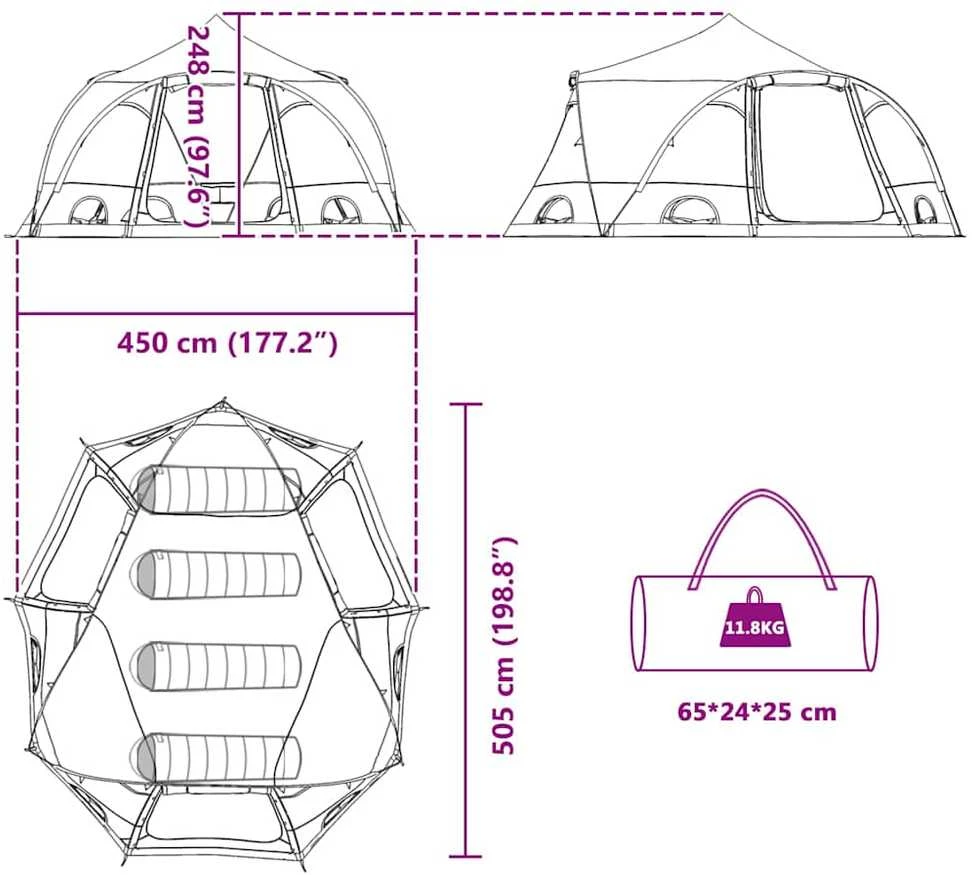 Dome palapinė 4 asmenims 4 asmeniui Mėlyna