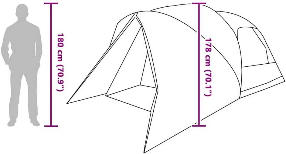Dome palapinė 4 asmenims su stogu Žalia 455 x 252 x 178 cm
