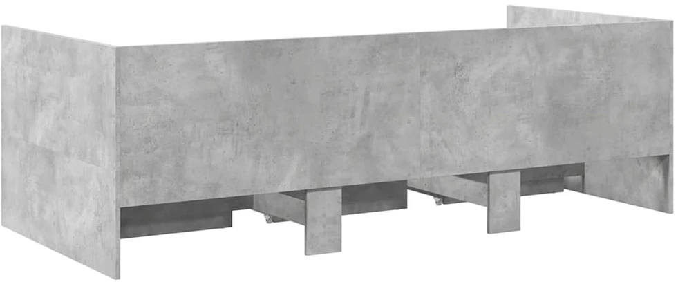 Kušetė su stalčiais be čiužinio, betono pilka, 75x190 cm