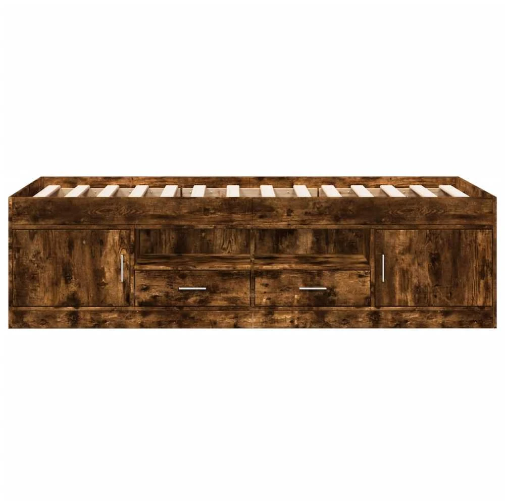 Lova su stalčiais, dūminio ąžuolo, 100x200cm, apdirbta mediena