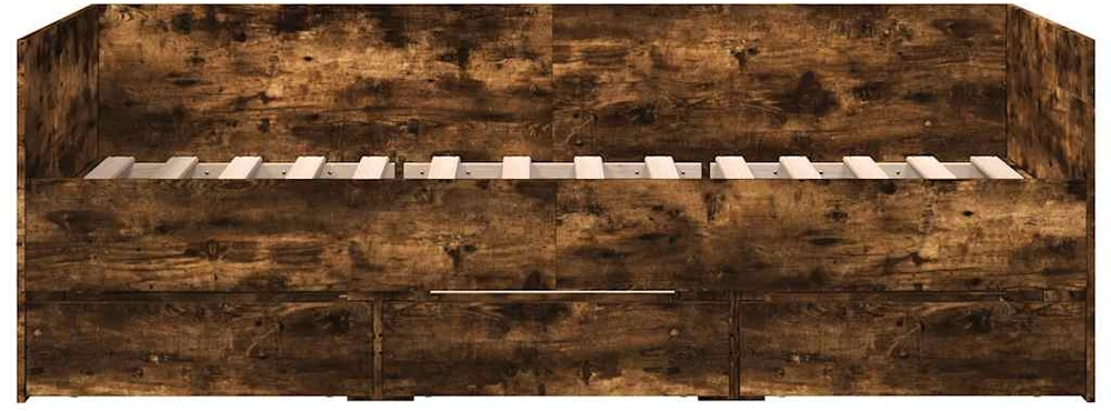 Kušetė su stalčiais be čiužinio, dūminio ąžuolo, 75x190 cm