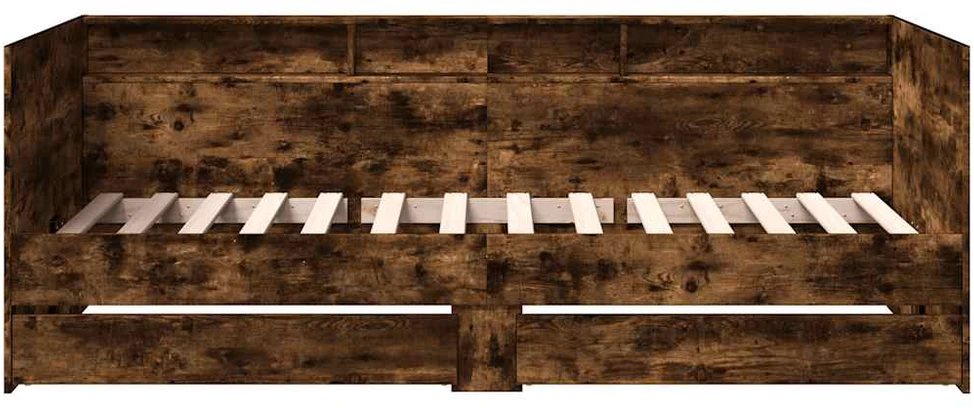 Kušetė su stalčiais be čiužinio, dūminio ąžuolo, 90x200 cm