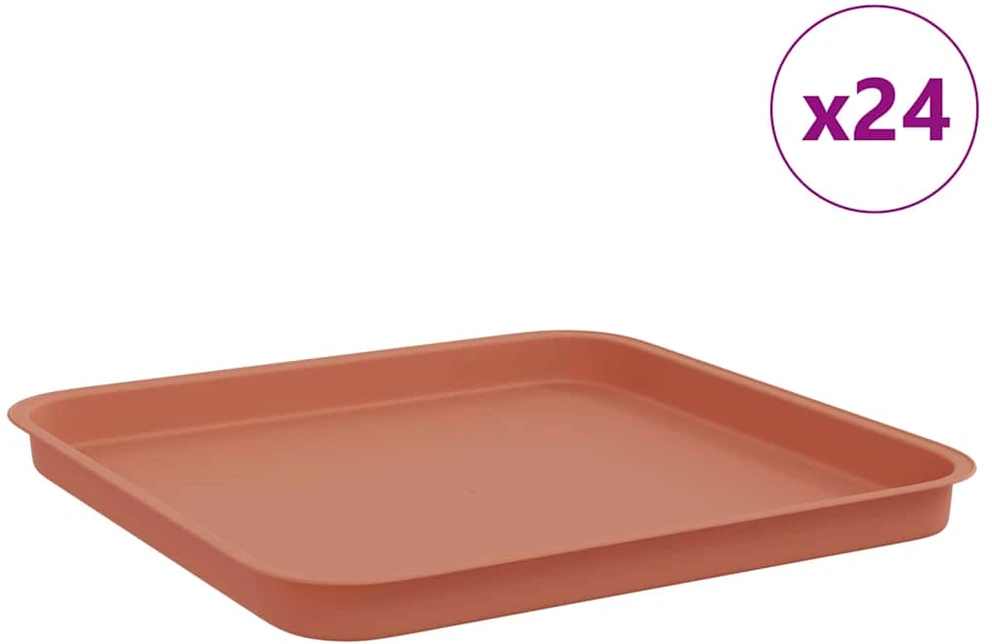 Kvadratinis gėlių padėklas 24 vnt. Raudona plyta Plastmasė