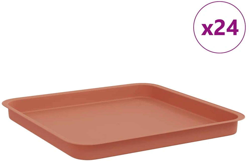 Kvadratinis gėlių padėklas 24 vnt. Raudona plyta Plastmasė