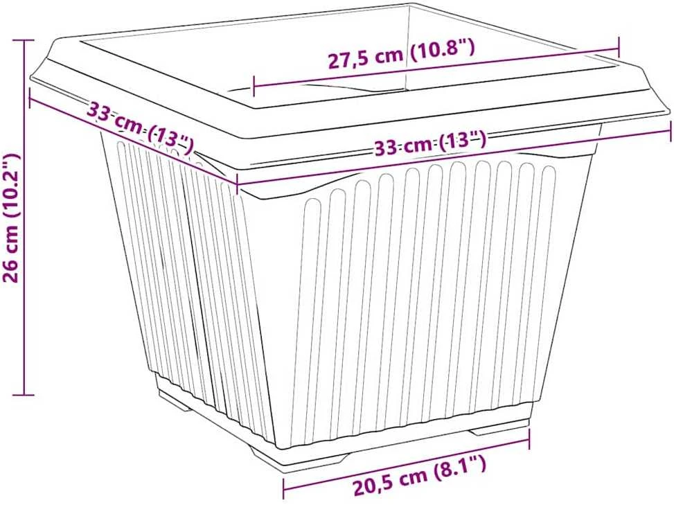 Kvadratinis gėlių vazonas 24 vnt. Raudona plyta 33 x 33 x 26 cm
