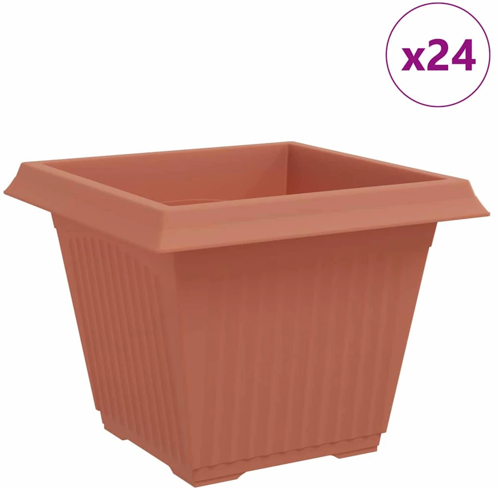 Kvadratinis gėlių vazonas 24 vnt. Raudona plyta Plastmasė
