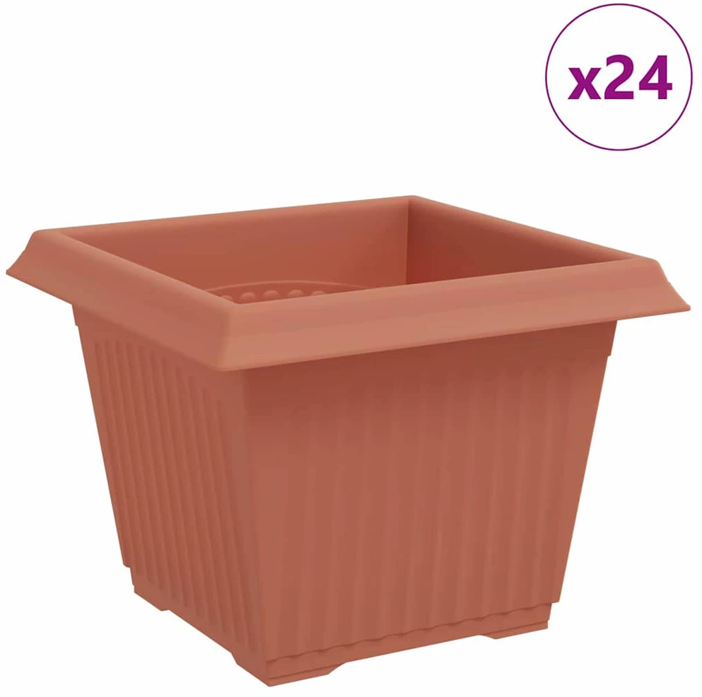 Kvadratinis gėlių vazonas 24 vnt. Raudona plyta Plastmasė