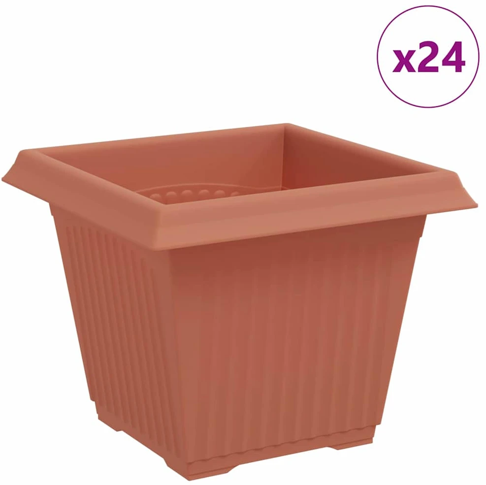 Kvadratinis gėlių vazonas 24 vnt. Raudona plyta 20 x 20 x 16 cm