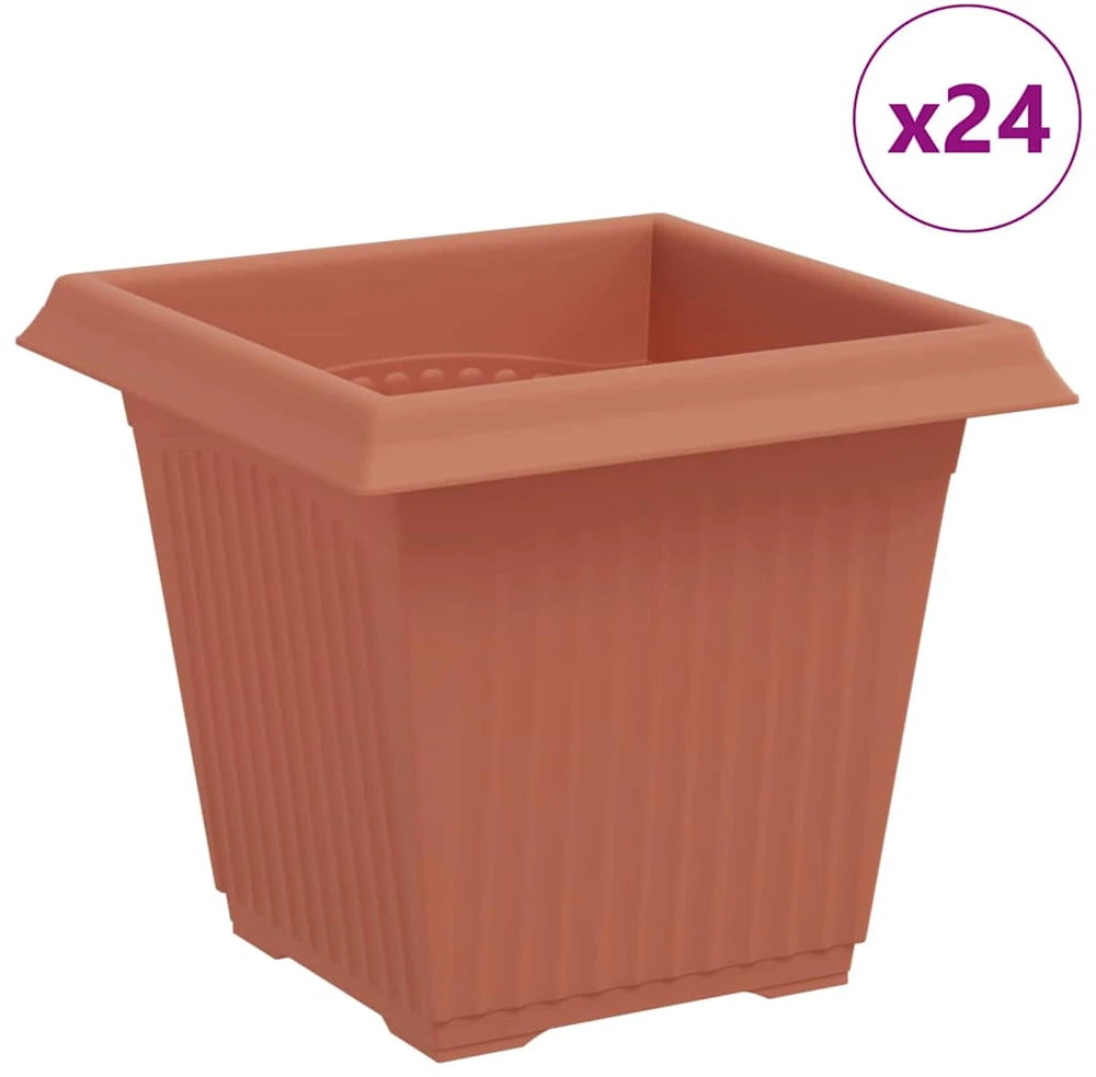 Kvadratinis gėlių vazonas 24 vnt. Raudona plyta 16 x 16 x 14 cm