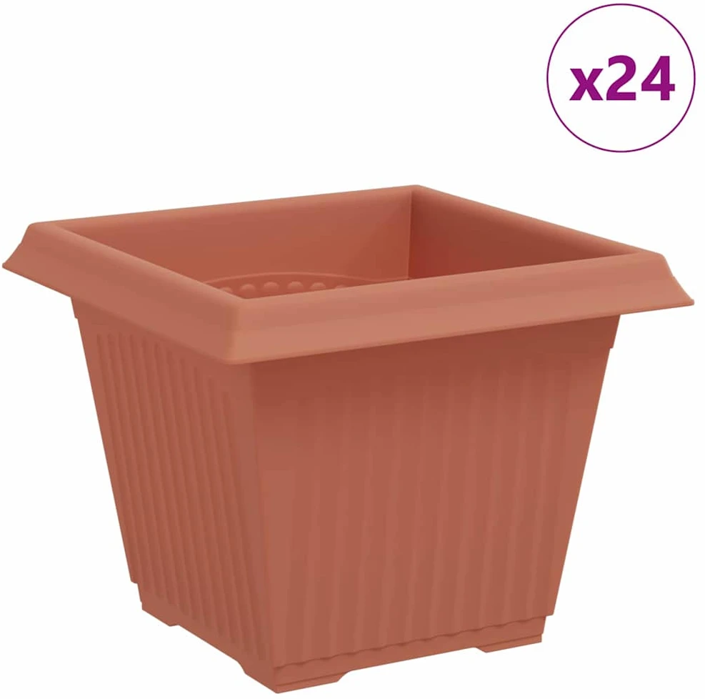 Kvadratinis gėlių vazonas 24 vnt. Raudona plyta 33 x 33 x 26 cm
