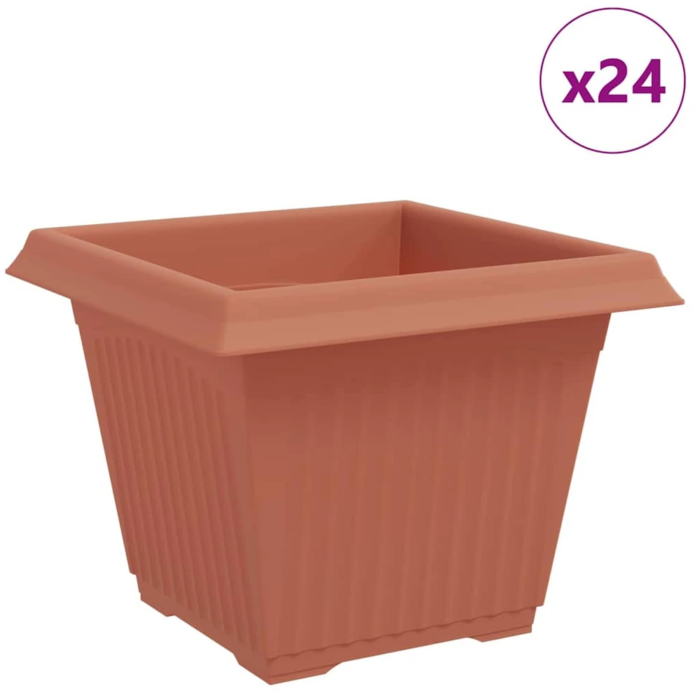 Kvadratinis gėlių vazonas 24 vnt. Raudona plyta Plastmasė