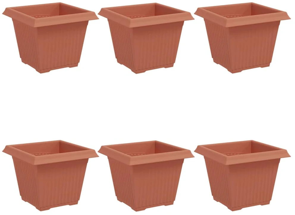 Kvadratinis gėlių vazonas 6 vnt. Raudona plyta 33 x 33 x 26 cm