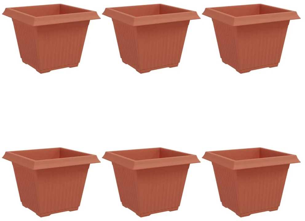 Kvadratinis gėlių vazonas 6 vnt. Raudona plyta Plastmasė