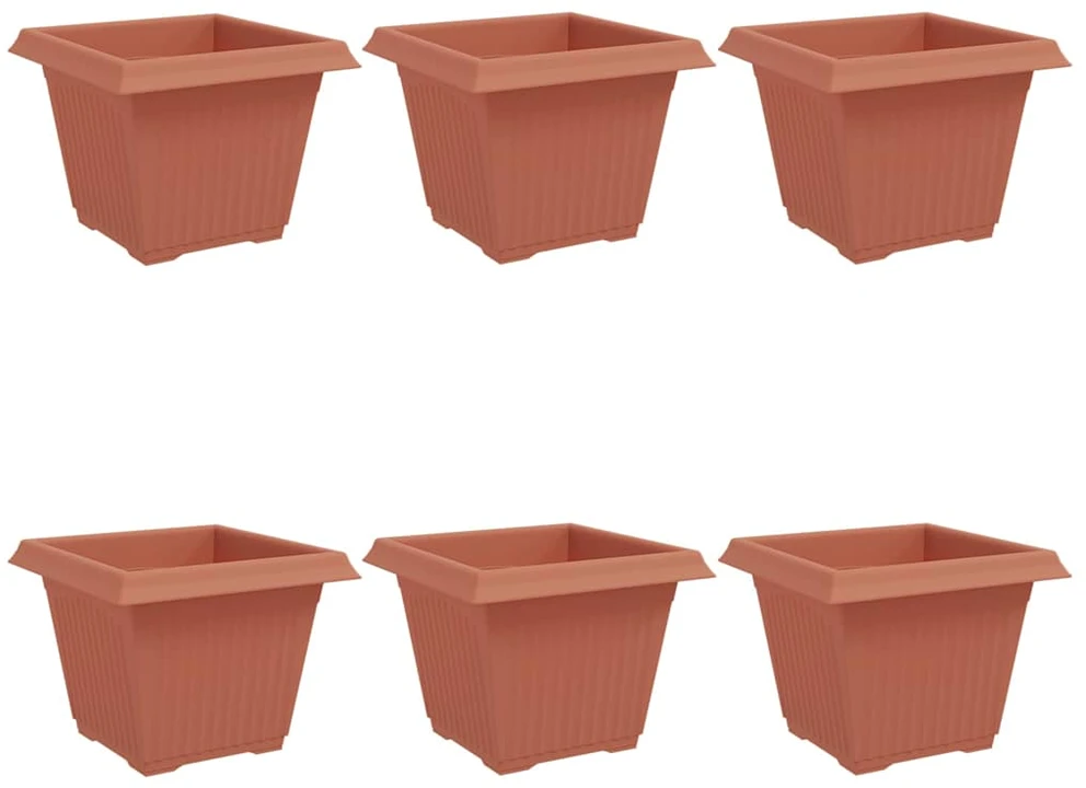 Kvadratinis gėlių vazonas 6 vnt. Raudona plyta Plastmasė
