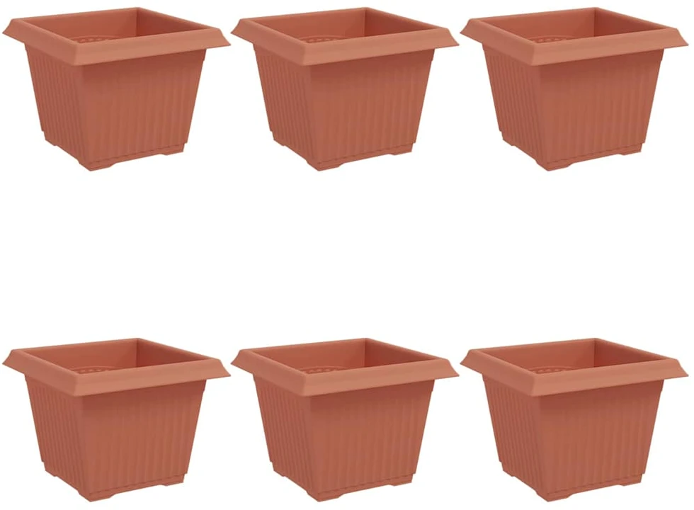 Kvadratinis gėlių vazonas 6 vnt. Raudona plyta Plastmasė