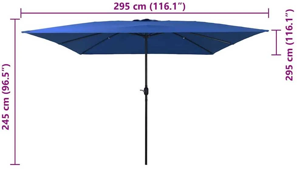 Sodo skėtis 295 x 295 x 245 cm Poliesteris ir plienas Azurblau