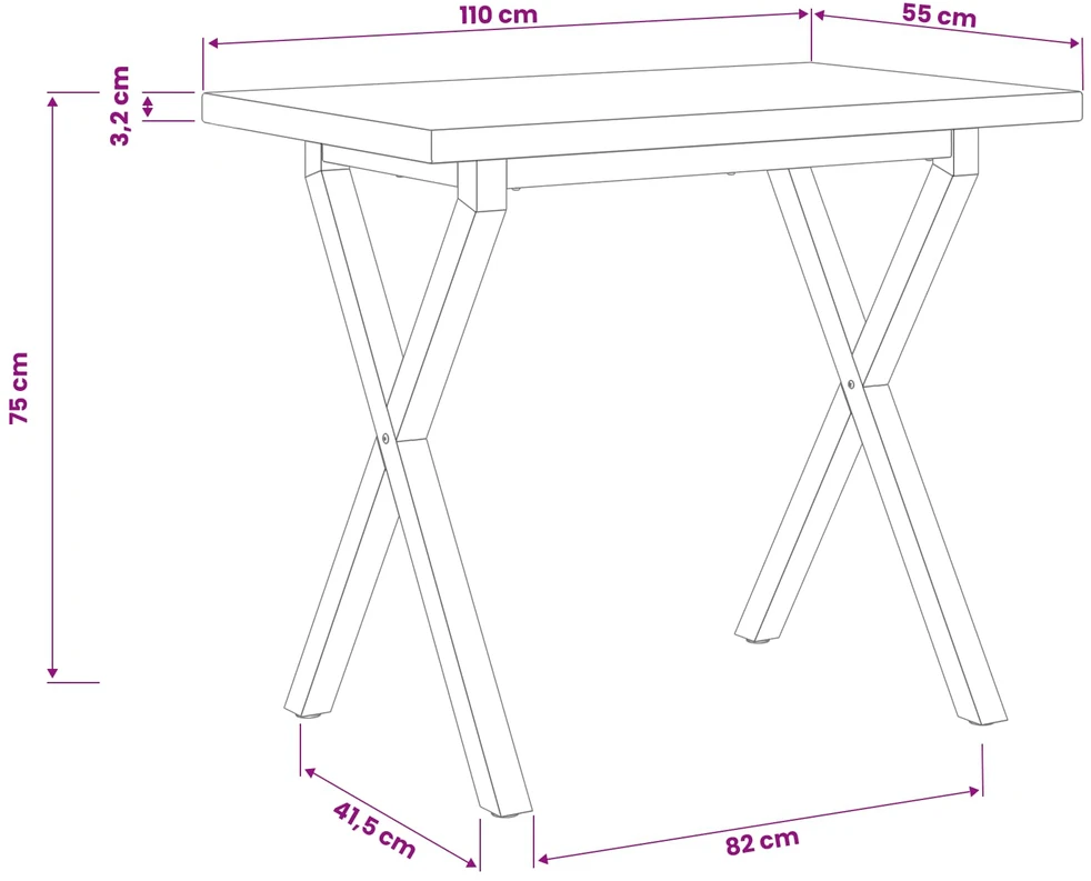Kvadratinis valgomojo stalas 110 x 55 x 75 cm