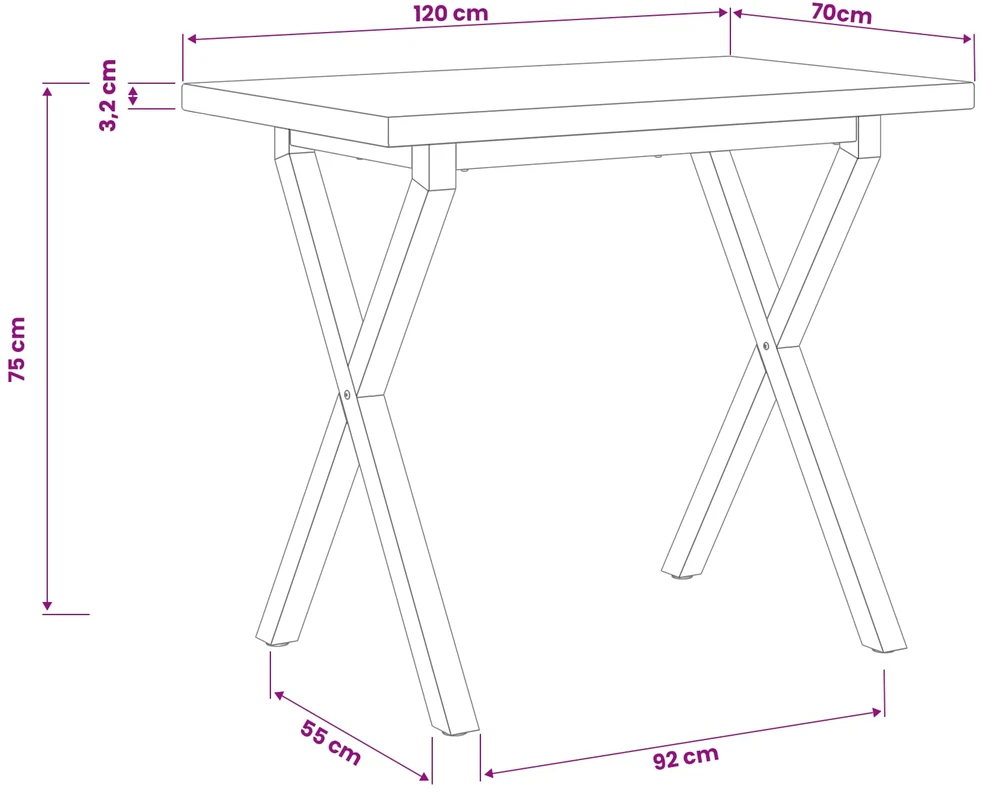 Kvadratinis valgomojo stalas 120 x 70 x 75 cm