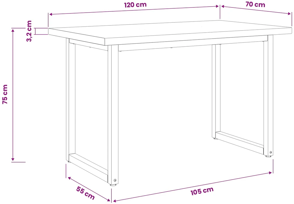 Kvadratinis valgomojo stalas 120 x 70 x 75 cm