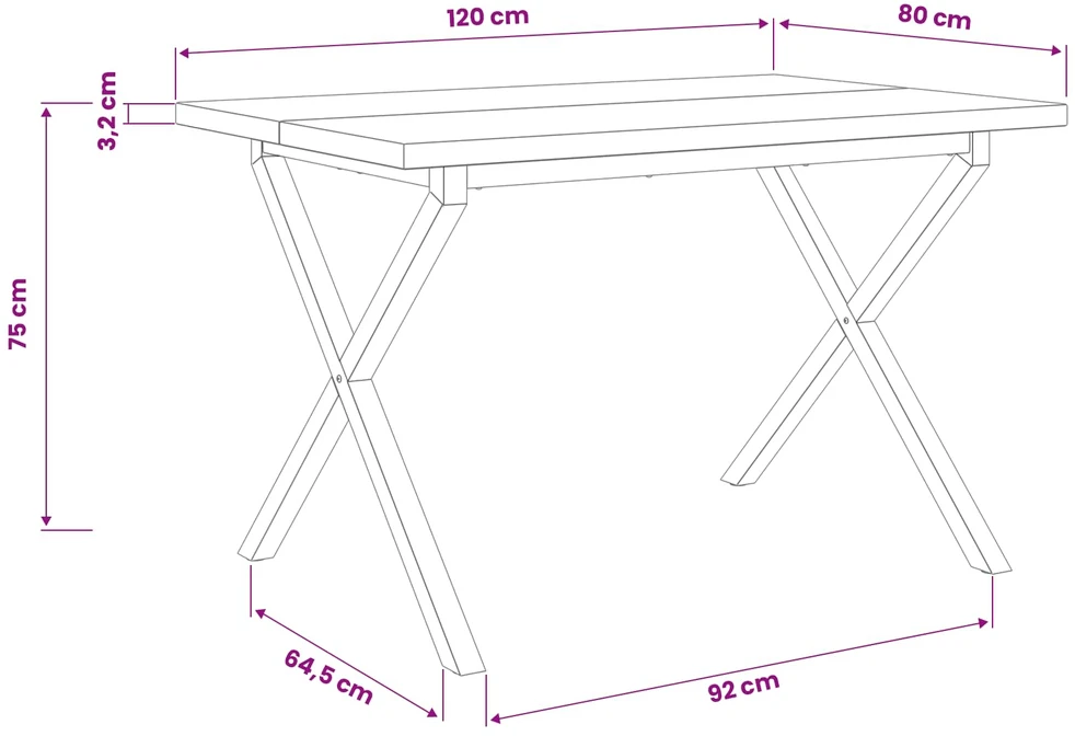 Kvadratinis valgomojo stalas 120 x 80 x 75 cm