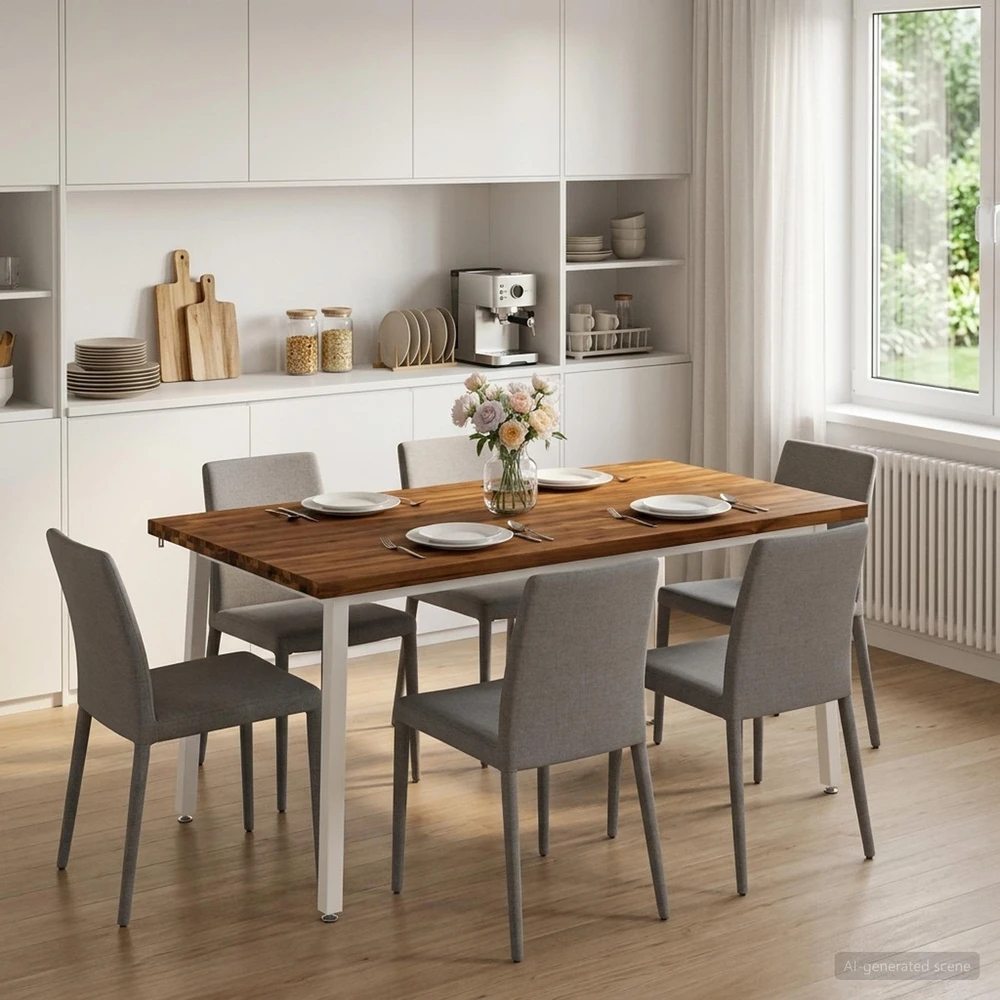 Kvadratinis valgomojo stalas 160 x 70 x 75 cm Natūrali