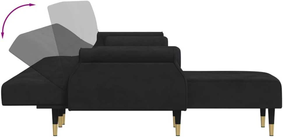 L formos sofa-lova, juodos spalvos, 271x140x70cm, aksomas