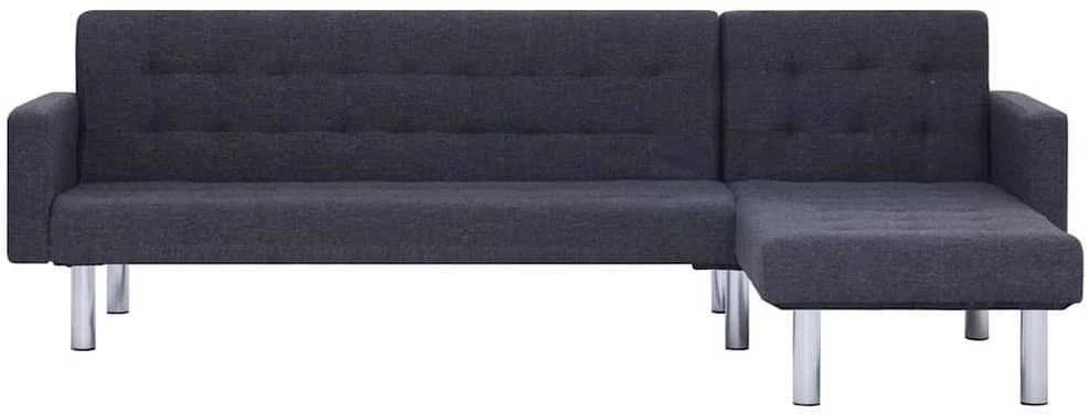 L formos sofa-lova, tamsiai pilkos spalvos, poliesteris