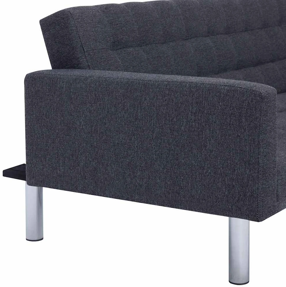 L formos sofa-lova, tamsiai pilkos spalvos, poliesteris