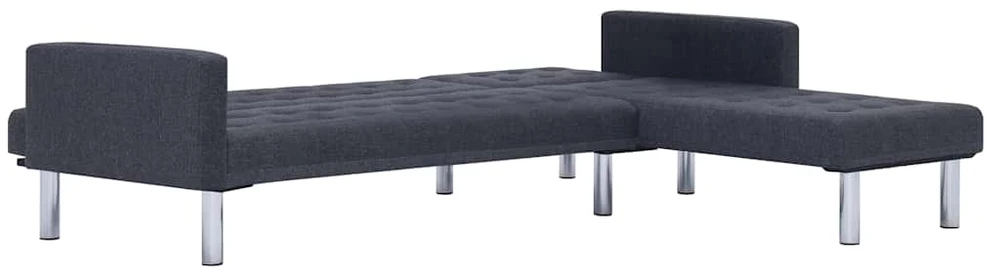 L formos sofa-lova, tamsiai pilkos spalvos, poliesteris