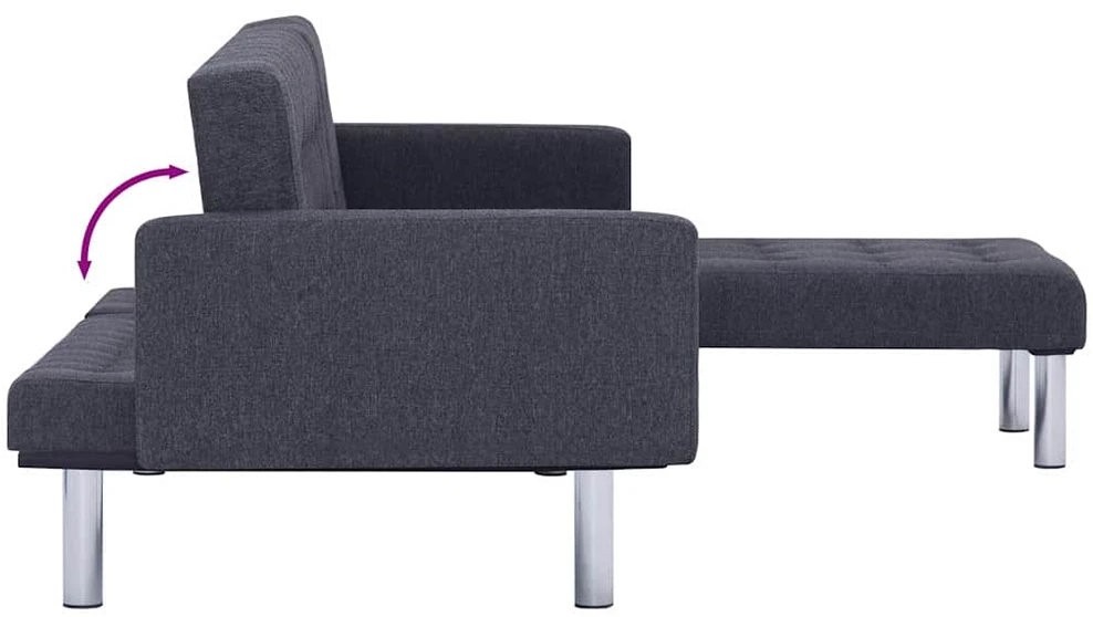 L formos sofa-lova, tamsiai pilkos spalvos, poliesteris